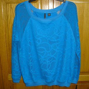 WOMEN'S SKY'S THE LIMIT BLUE LONG SLEEVED BLOUSE SMALL